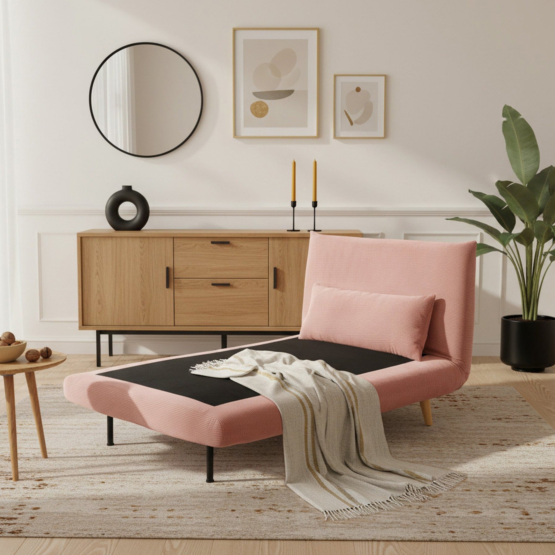 Hastings 1 Seater Fold-Out Sofa Bed - Pink