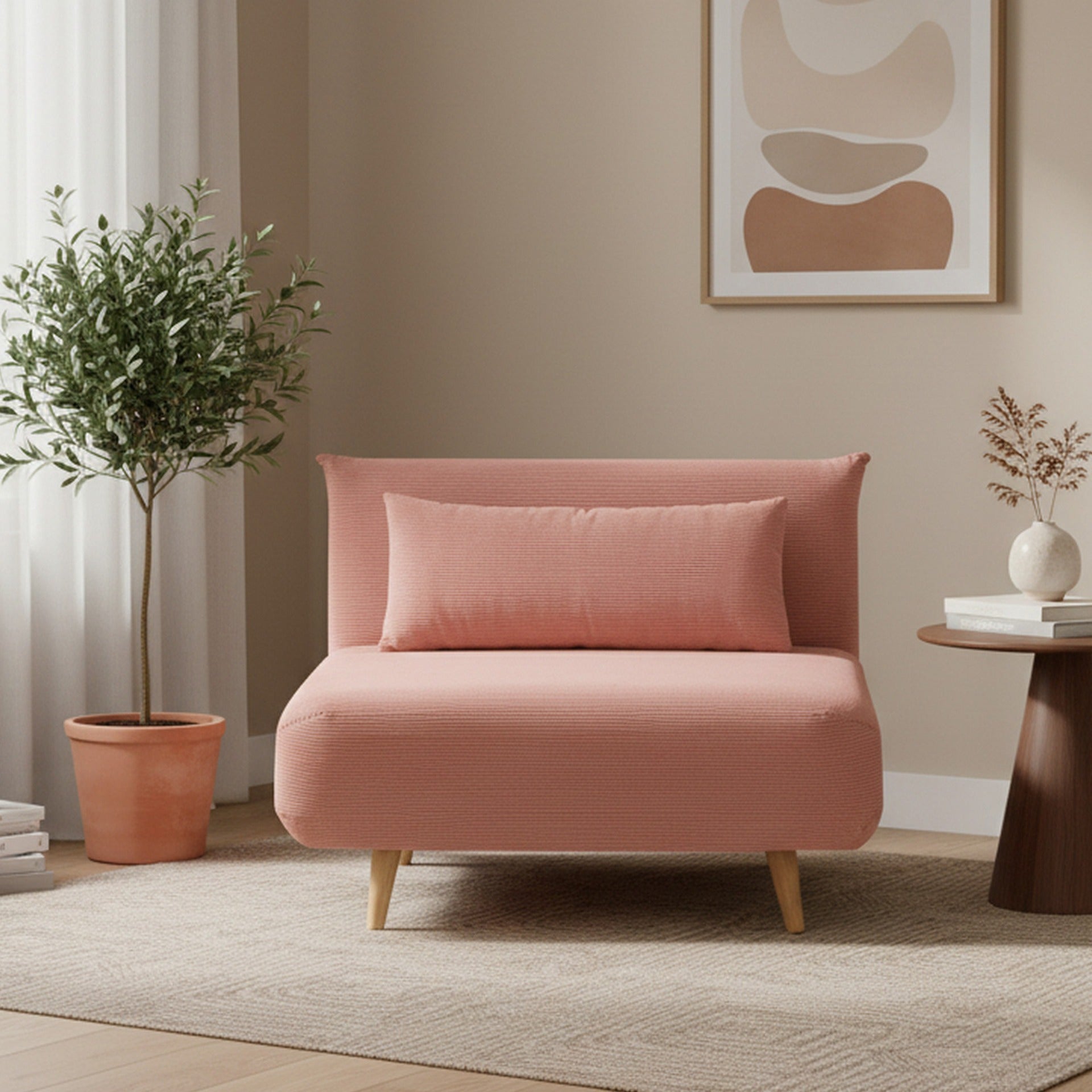 Hastings 1 Seater Fold-Out Sofa Bed - Pink