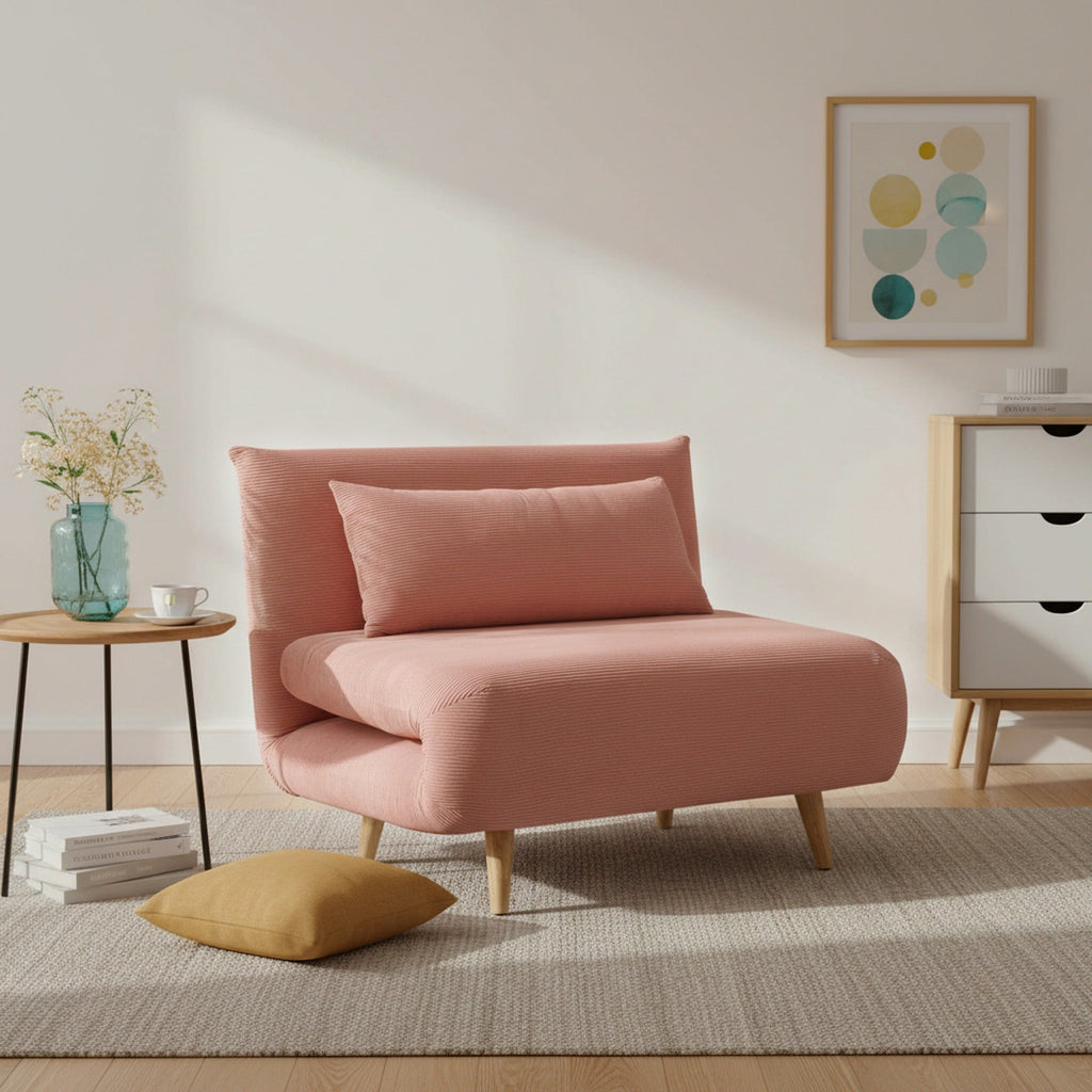 Hastings 1 Seater Fold-Out Sofa Bed - Pink