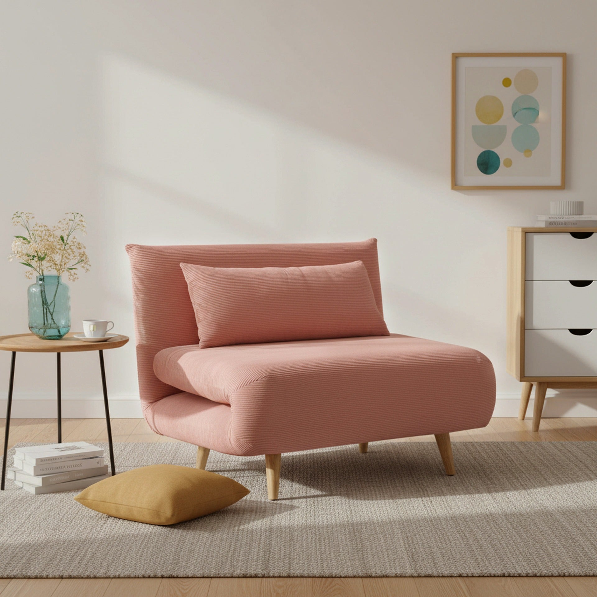 Hastings 1 Seater Fold-Out Sofa Bed - Pink