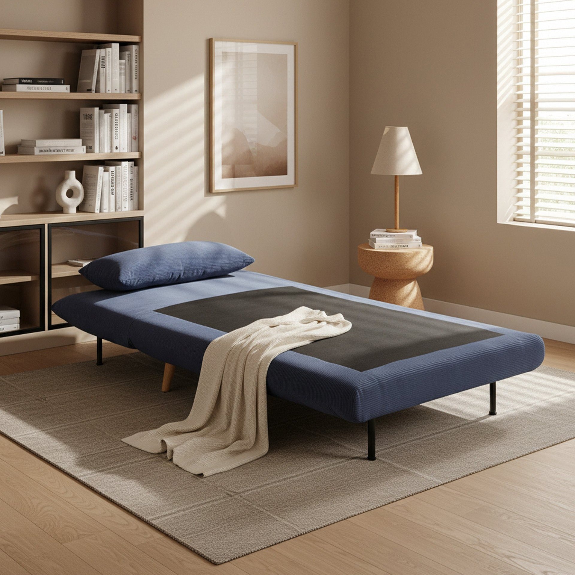 Hastings 1 Seater Fold-Out Sofa Bed - Navy Blue