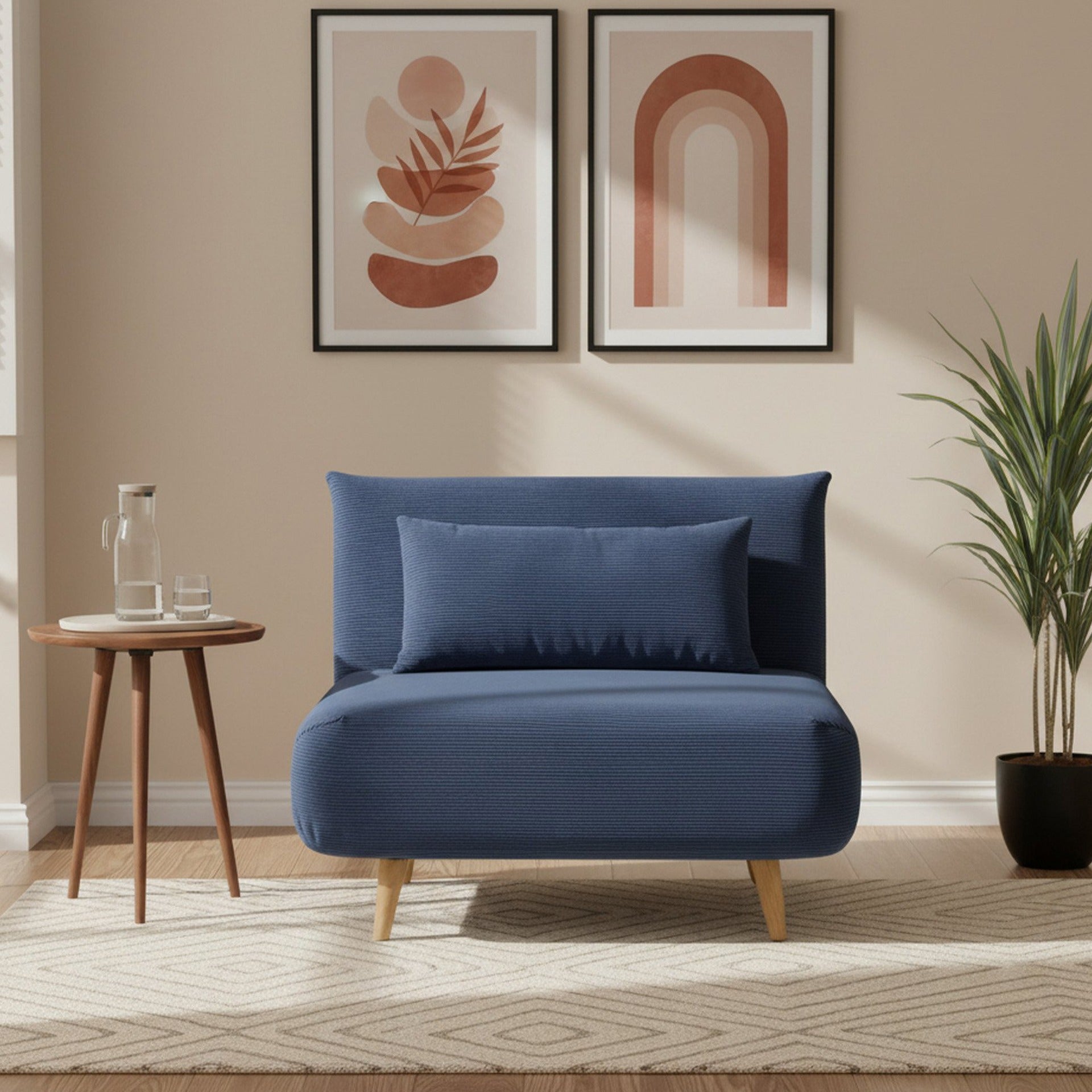 Hastings 1 Seater Fold-Out Sofa Bed - Navy Blue