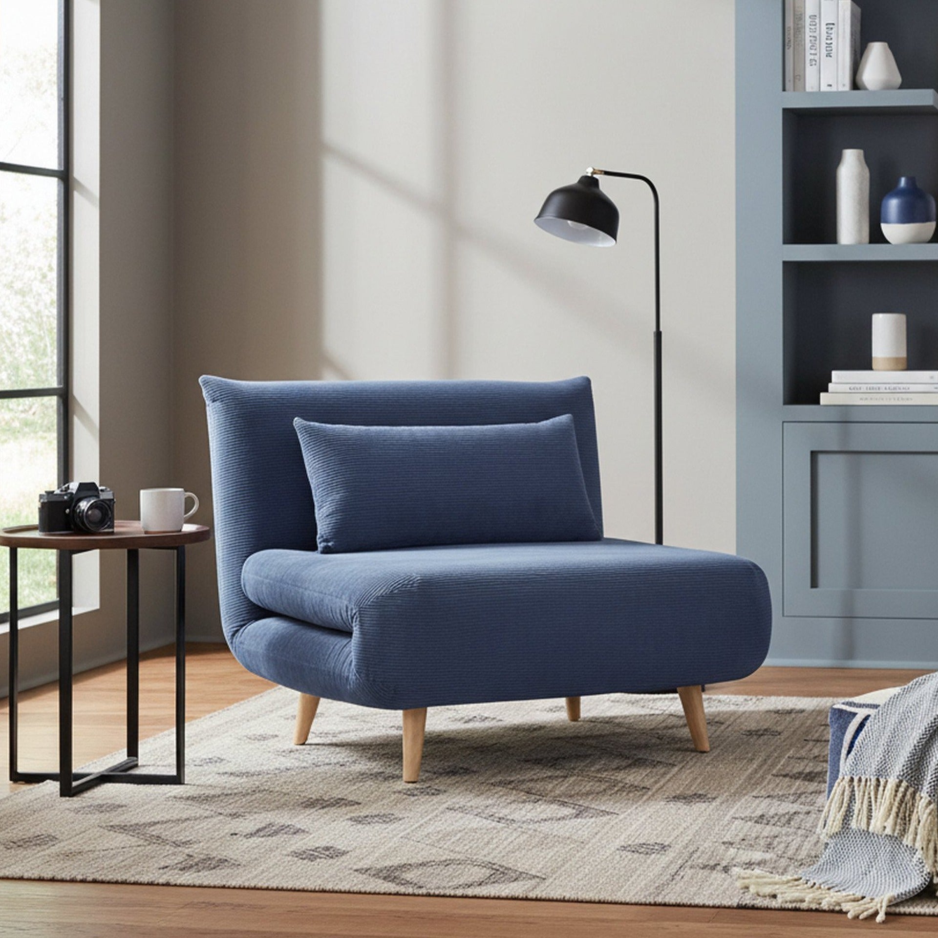 Hastings 1 Seater Fold-Out Sofa Bed - Navy Blue