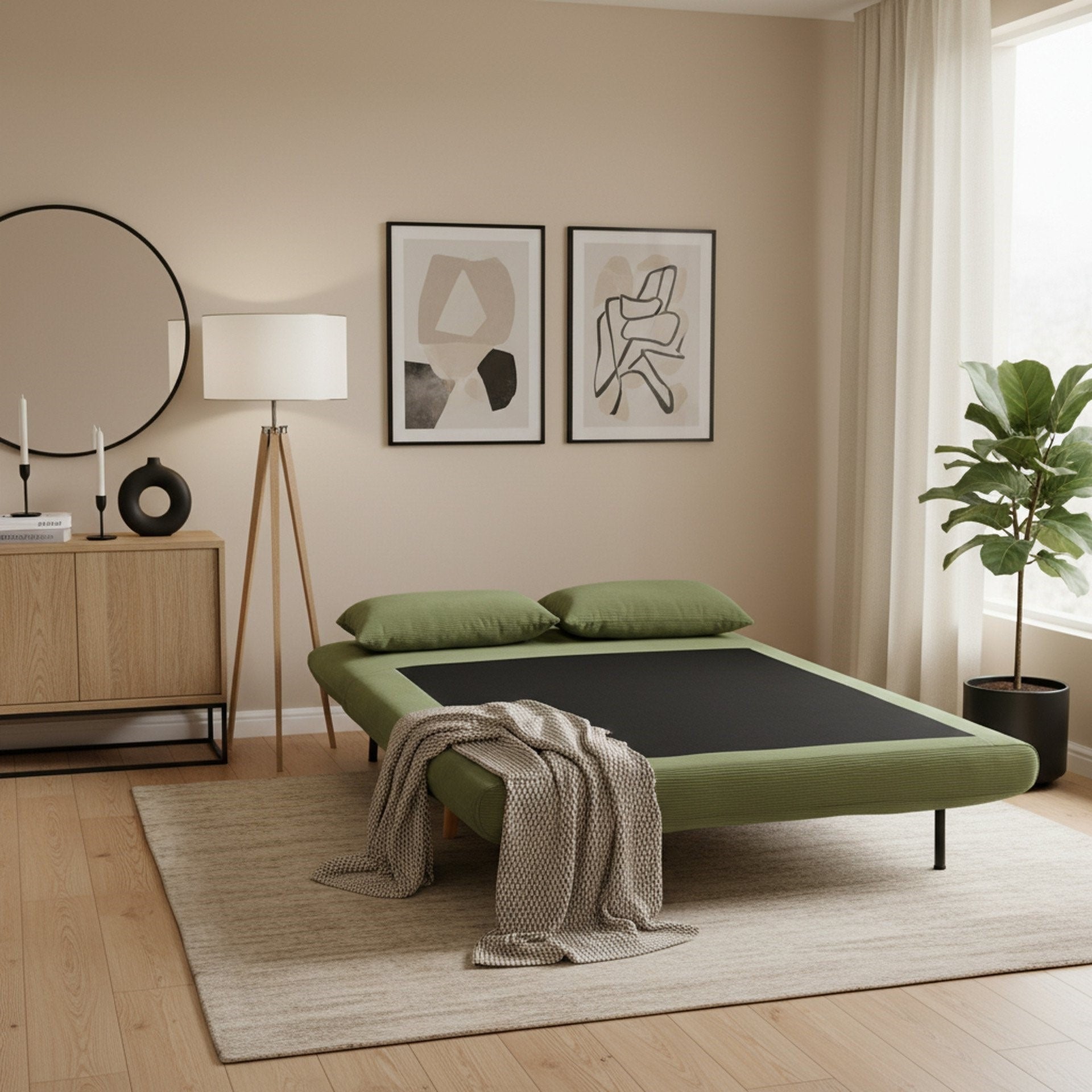 Hastings 2 Seater Fold-Out Sofa Bed - Olive