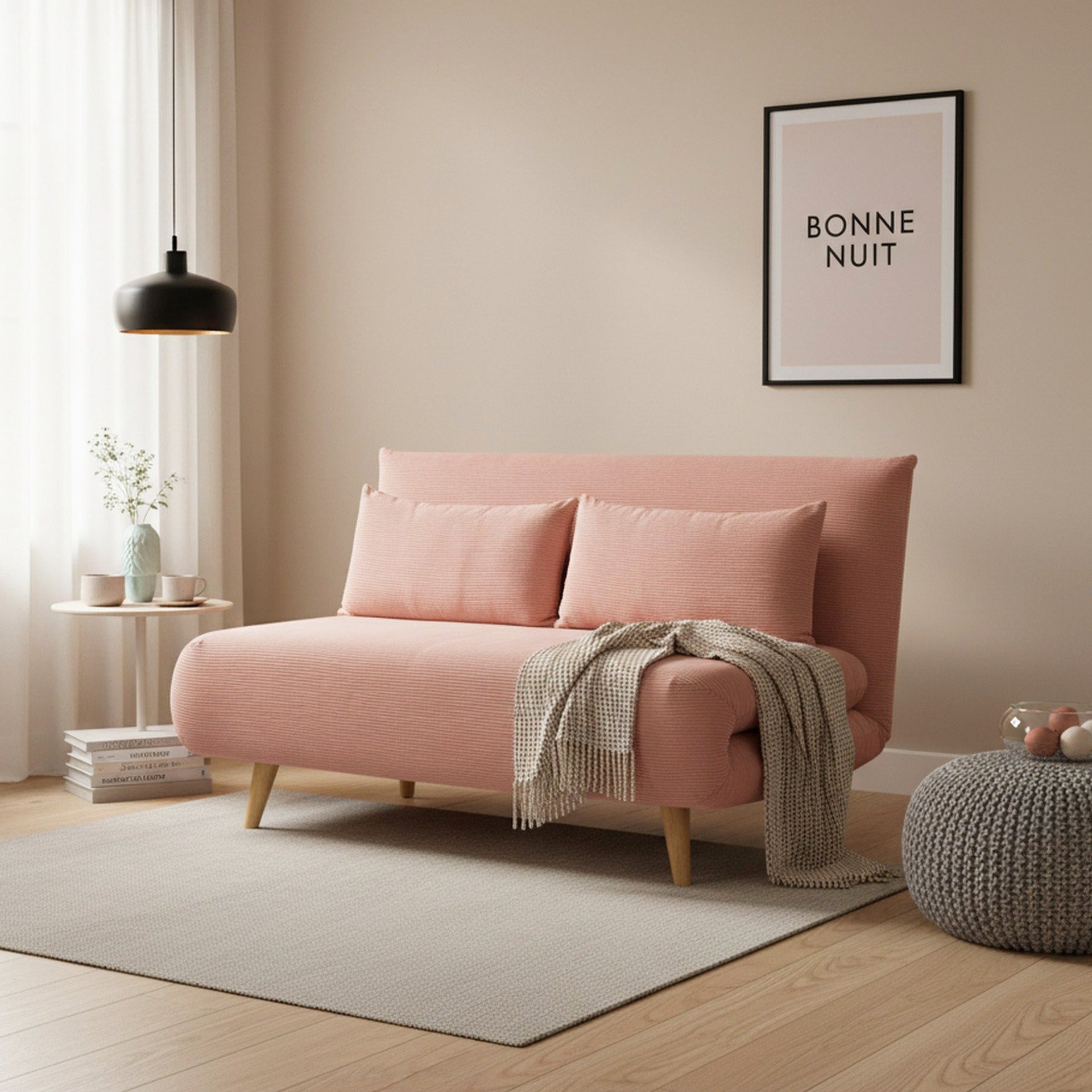 Hastings 2 Seater Fold-Out Sofa Bed - Pink