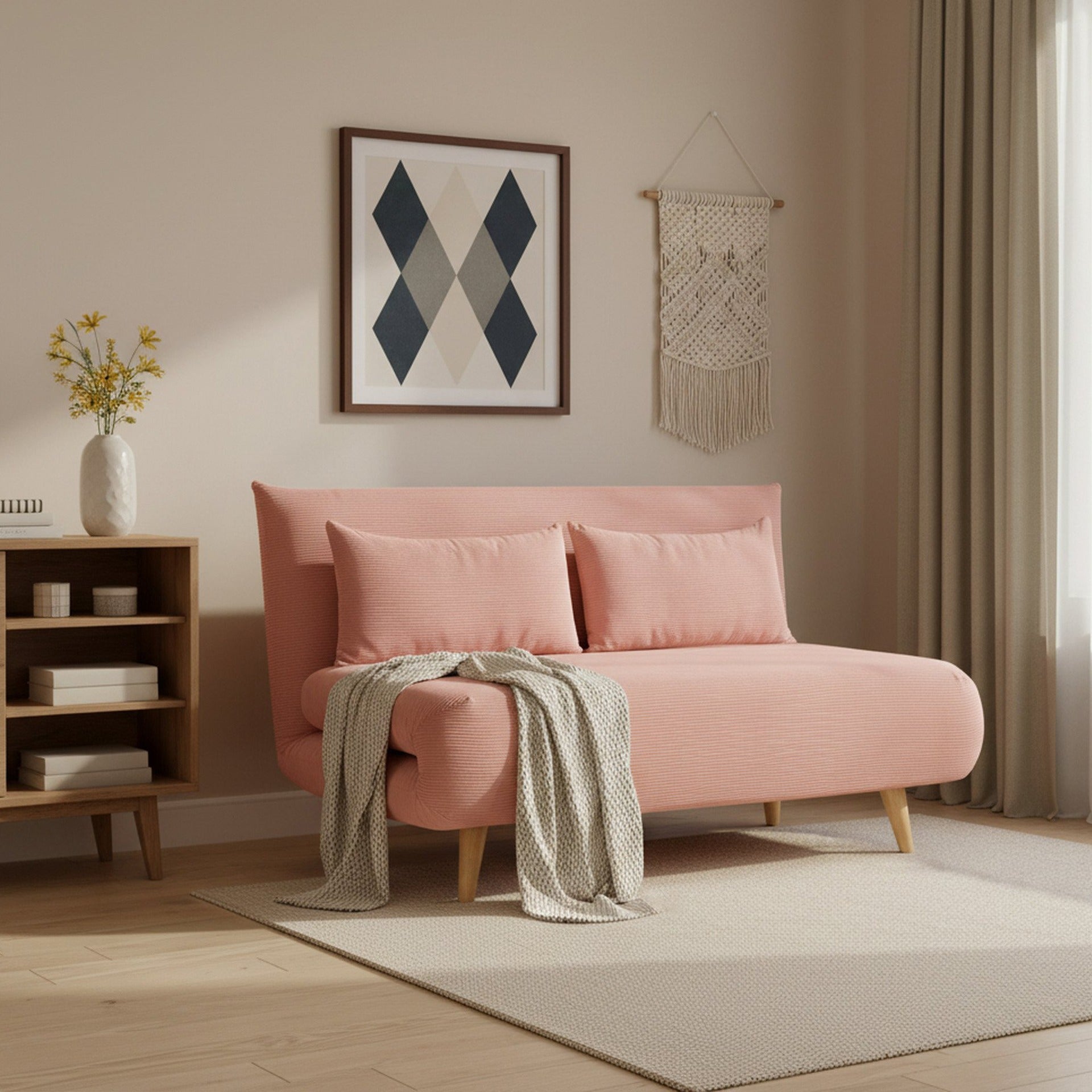Hastings 2 Seater Fold-Out Sofa Bed - Pink