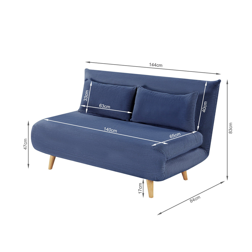 Hastings 2 Seater Fold-Out Sofa Bed - Navy Blue