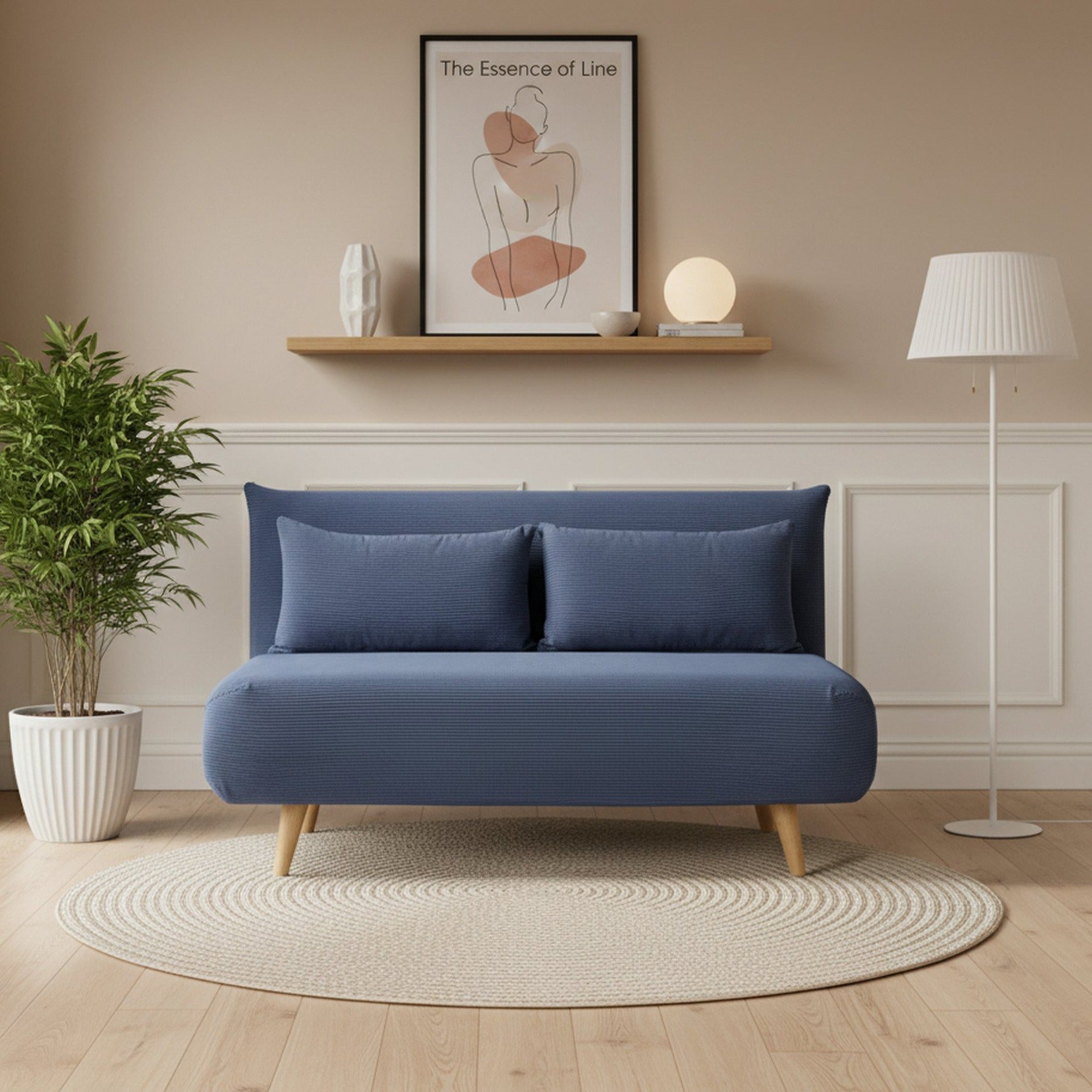 Hastings 2 Seater Fold-Out Sofa Bed - Navy Blue