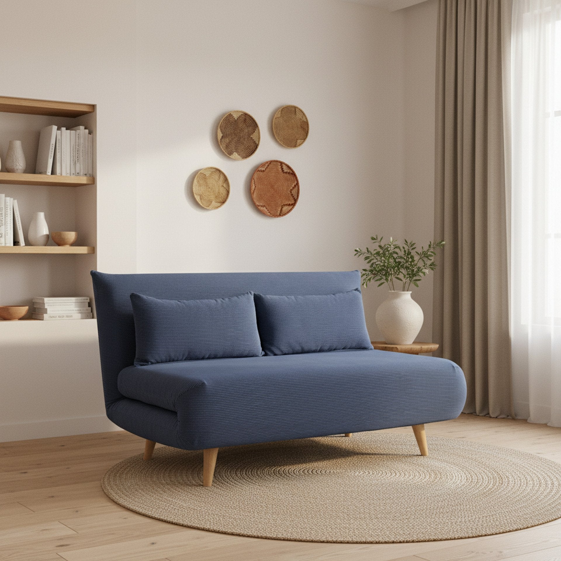 Hastings 2 Seater Fold-Out Sofa Bed - Navy Blue