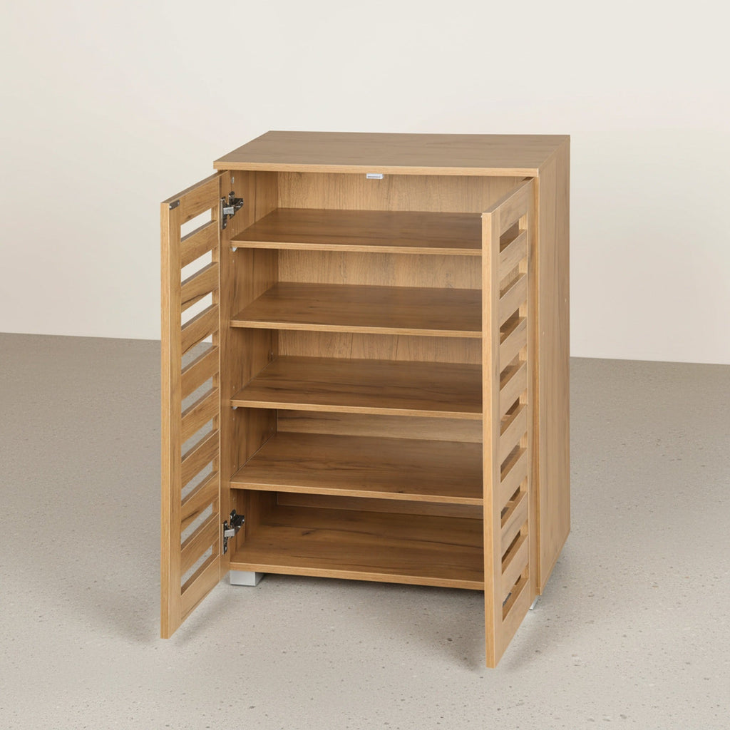 Loma 2 Door Shoe Cabinet Storage Rack - Dark Oak