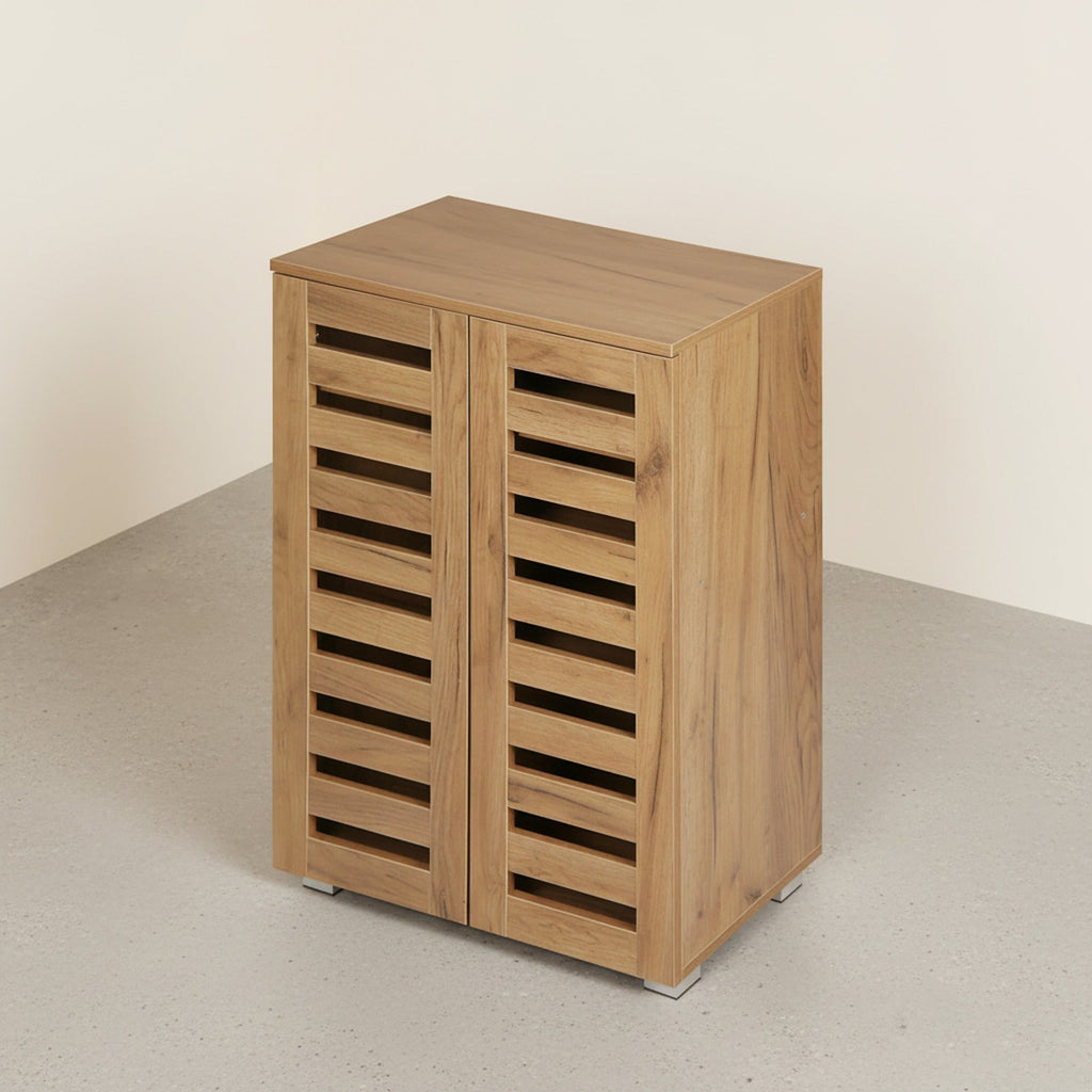 Loma 2 Door Shoe Cabinet Storage Rack - Dark Oak