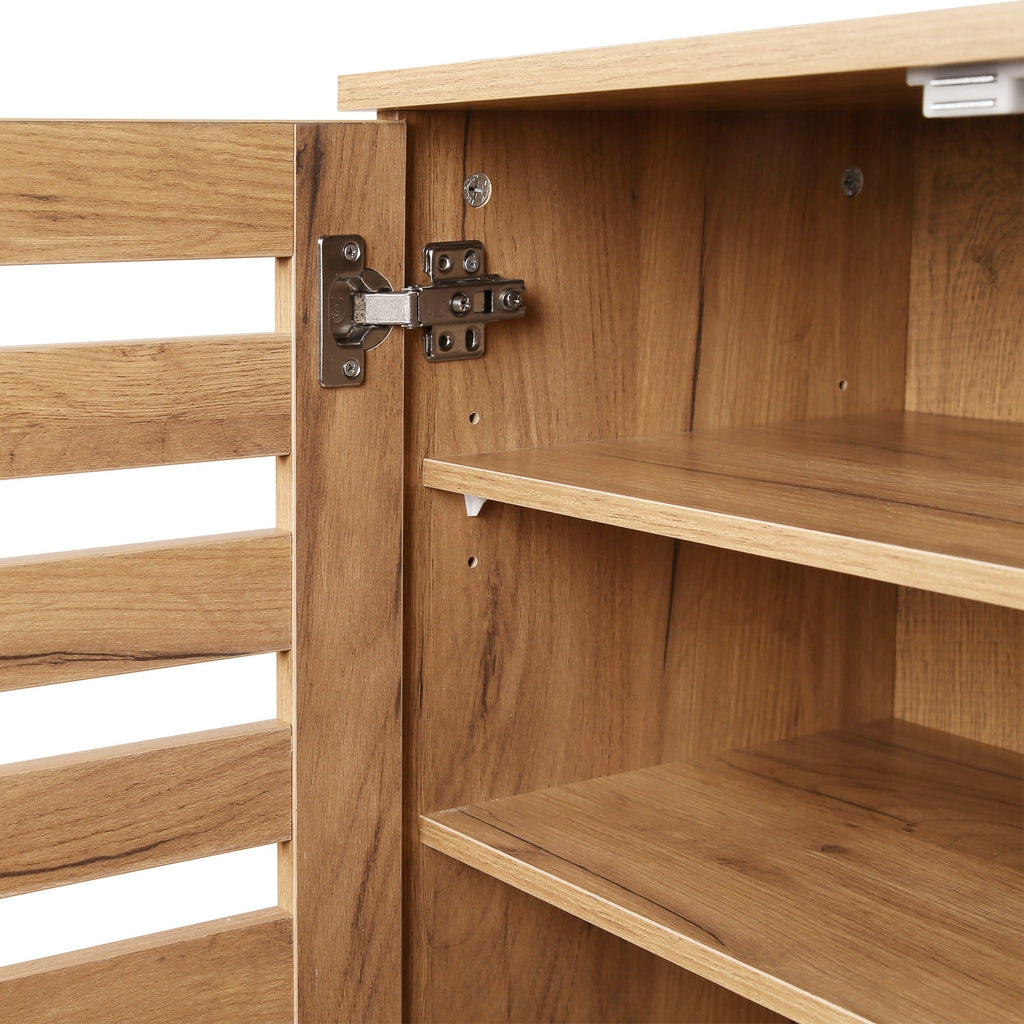 Loma 2 Door Shoe Cabinet Storage Rack - Dark Oak