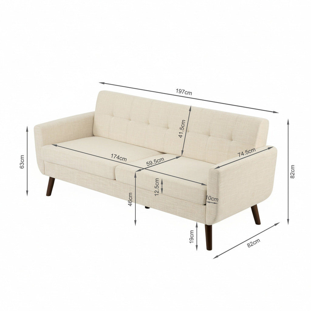 Vibe 3 Seater Sofa - Beige