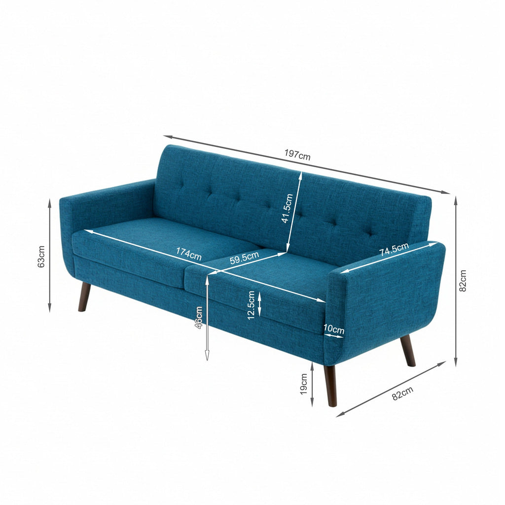 Vibe 3 Seater Sofa - Blue