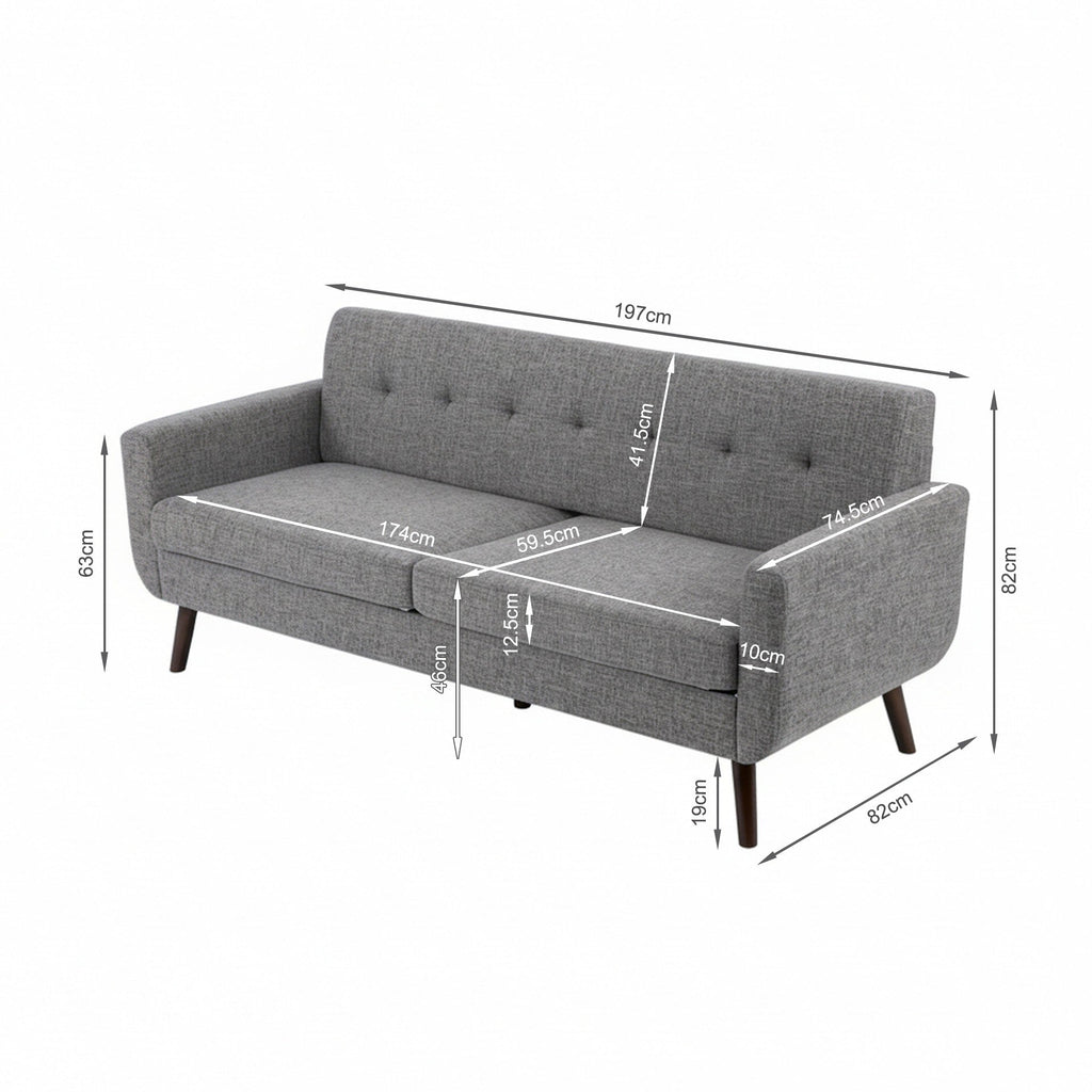 Vibe 3 Seater Sofa - Grey