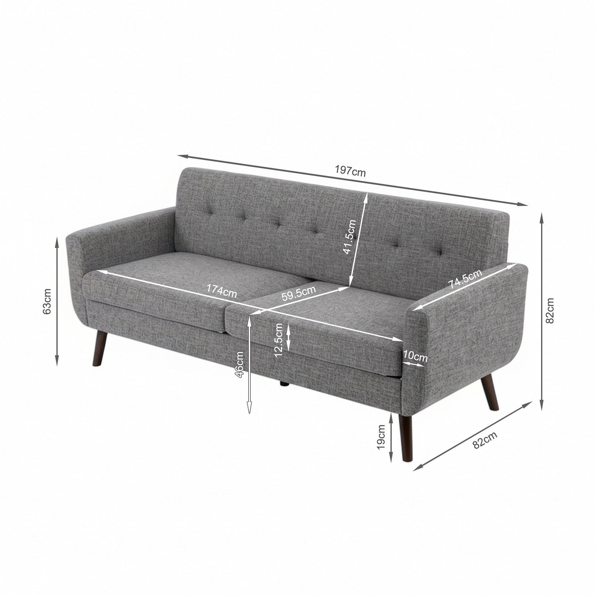 Vibe 3 Seater Sofa - Grey