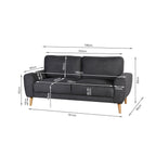 Suki Linen 3 Seater Sofa - Dark Grey