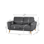 Tova Chenille 2 Seater Sofa - Dark Grey