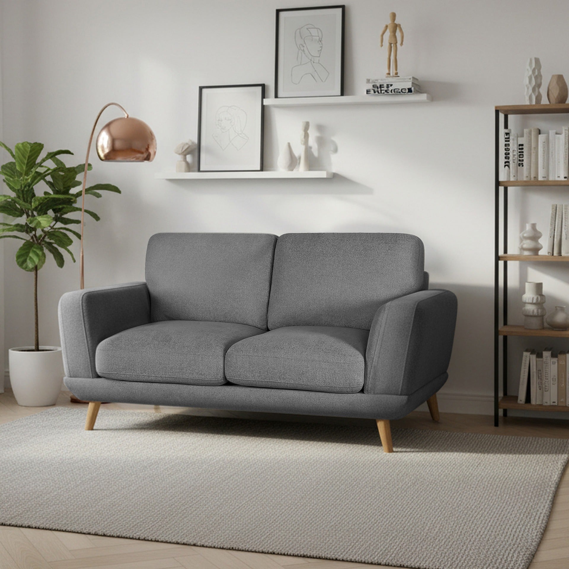 Tova Chenille 2 Seater Sofa - Ash Grey