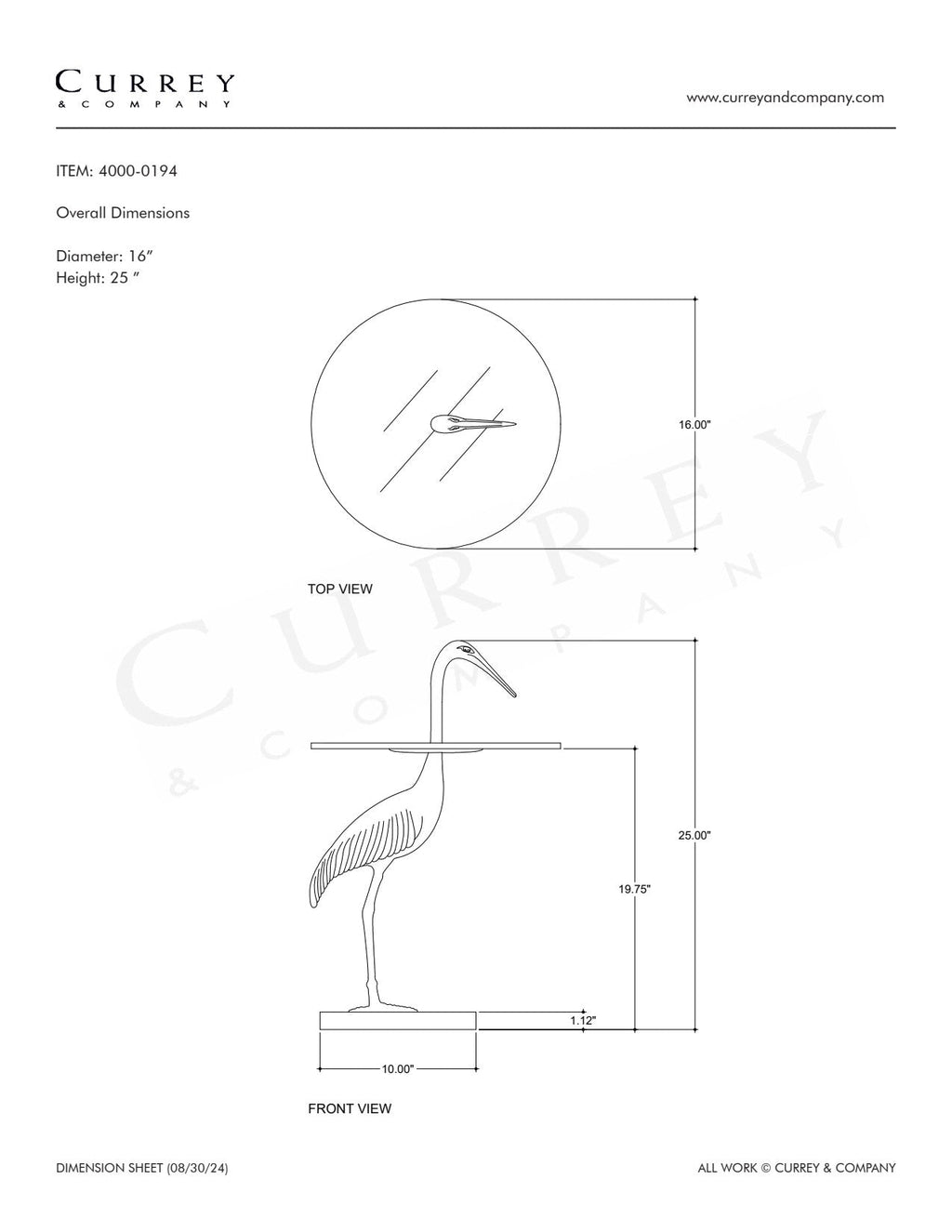 25" Crane Cast Aluminum Accent Table