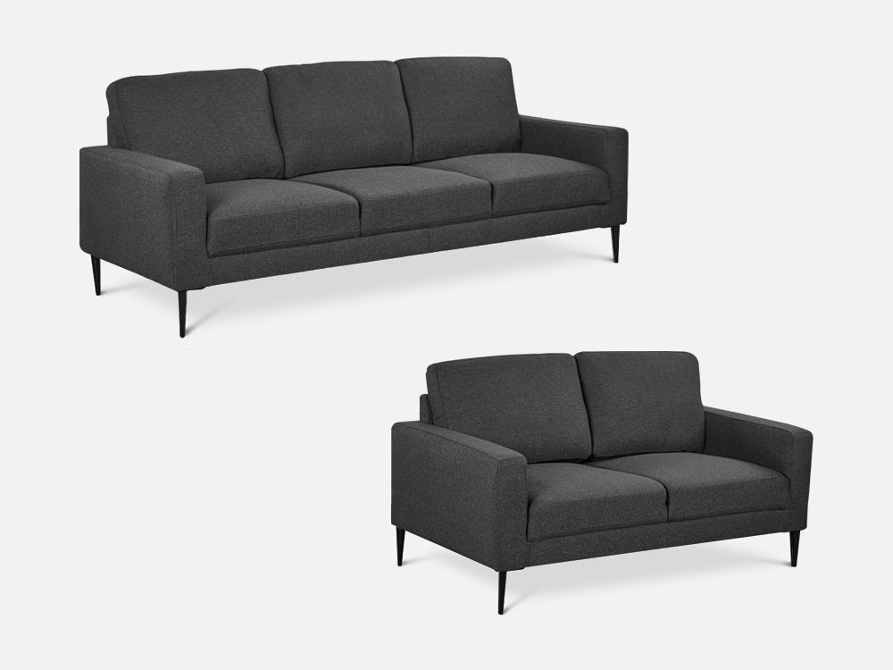 Toronto 2 Piece Sofa Set - Dark Grey