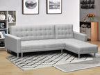 COLORADO 3 Seater Sofa Bed Futon with Chaise - LIGHT GREY