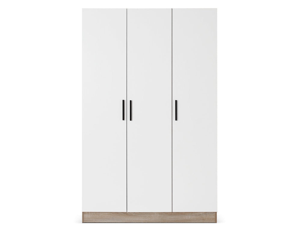 Bram 3 Door Wardrobe Cabinet - Oak + White