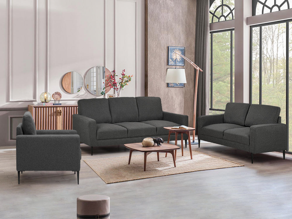 Toronto 3 Piece Sofa Set - Dark Grey