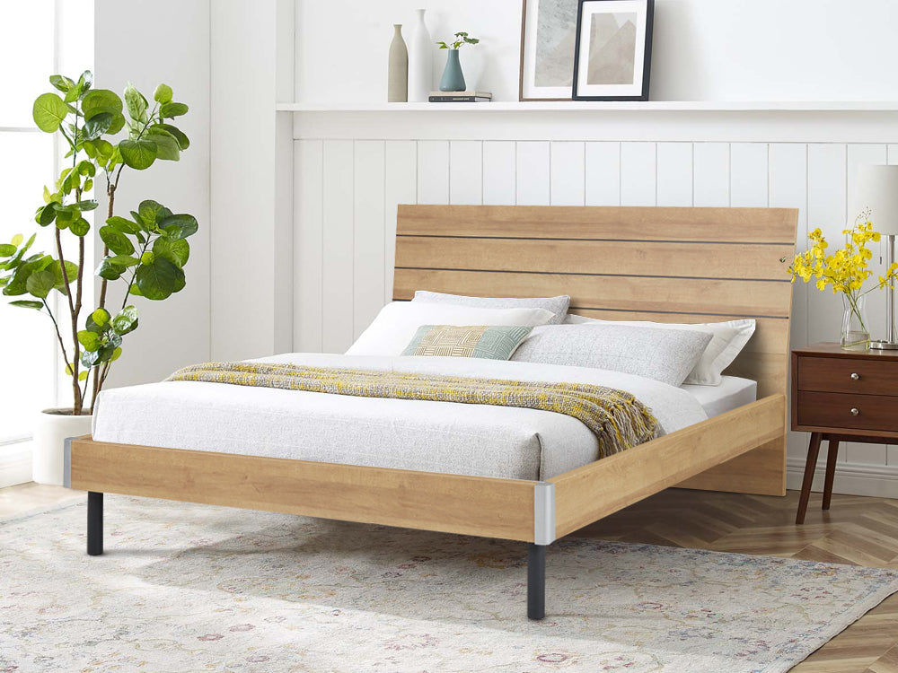 XOAN King Wooden Bed Frame - Oak