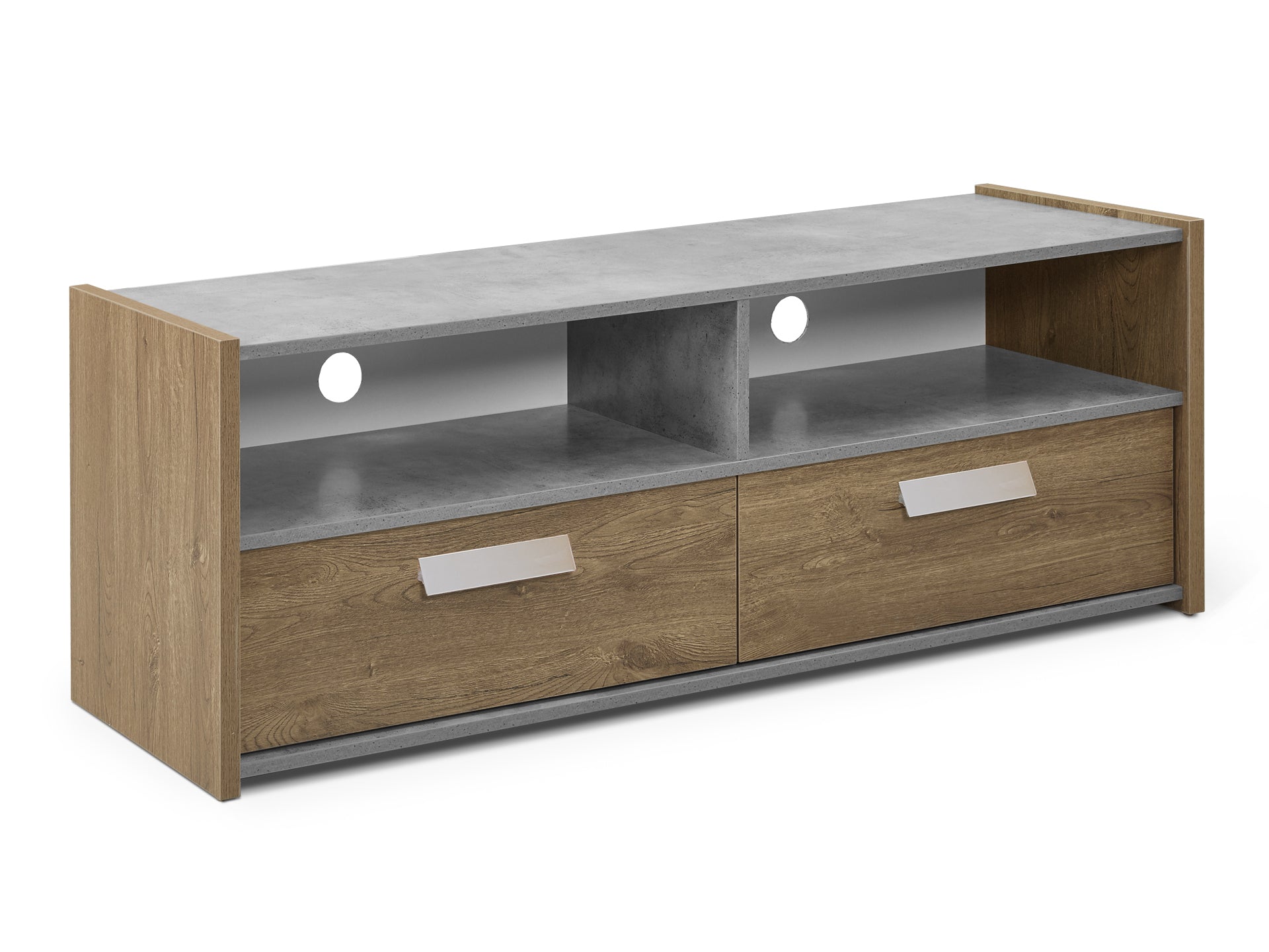TOMMIE 1.4M Entertainment Unit - Cement + Oak