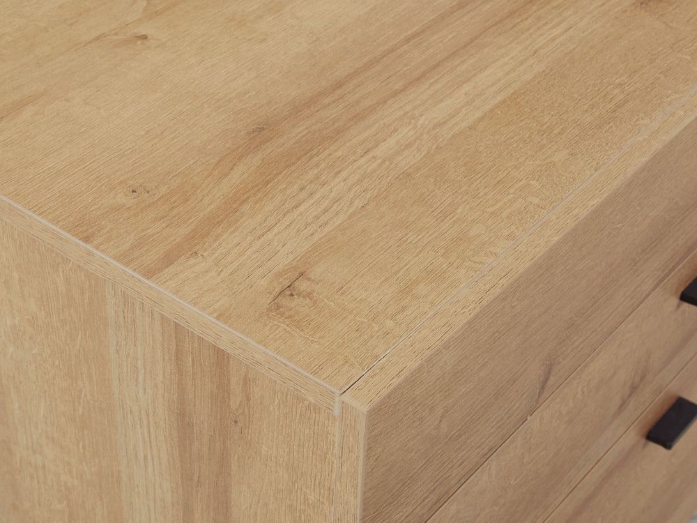 XOAN 4 Drawers Chest Dresser with Mirror - Oak