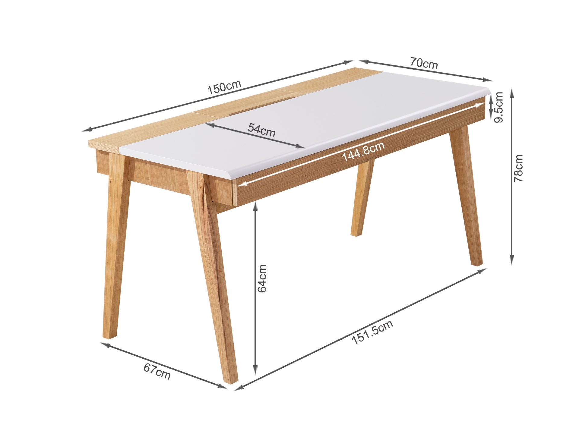 MARLEY 150CM Computer Desk - Oak
