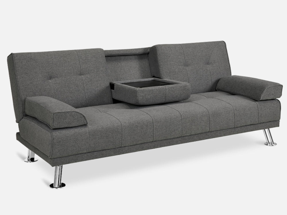 VENICE 3 Seater Sofa bed with Cup Holders - DARK GREY