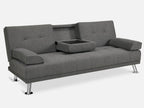 VENICE 3 Seater Sofa bed with Cup Holders - DARK GREY