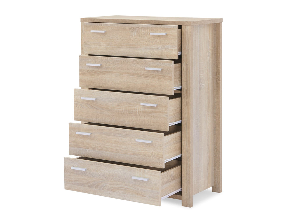 Sagano Tallboy 5 Drawer - Oak