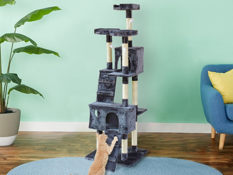 BINGO Cat Tree House 185cm 7 Levels - GREY