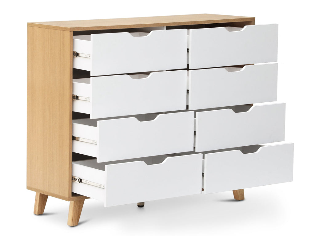 SCHERTZ Wooden Low Boy 8 Drawers - Oak