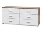 Bram Low Boy 6 Drawer Chest Dresser - Oak + White