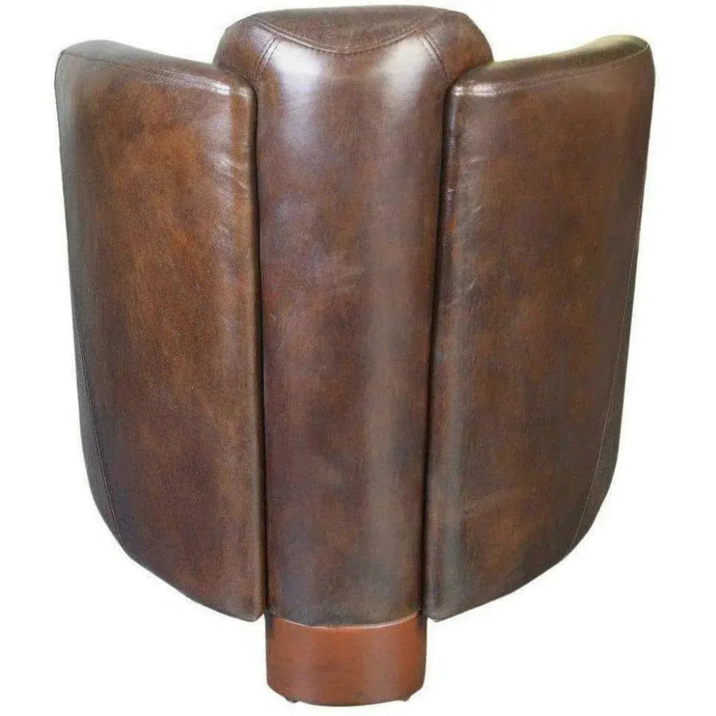 3 Legs Brown Leather Club Chair Retro