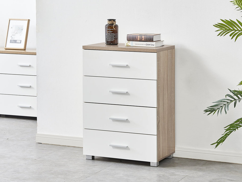 Bram Tallboy 4 Drawer Chest Dresser - Oak + White