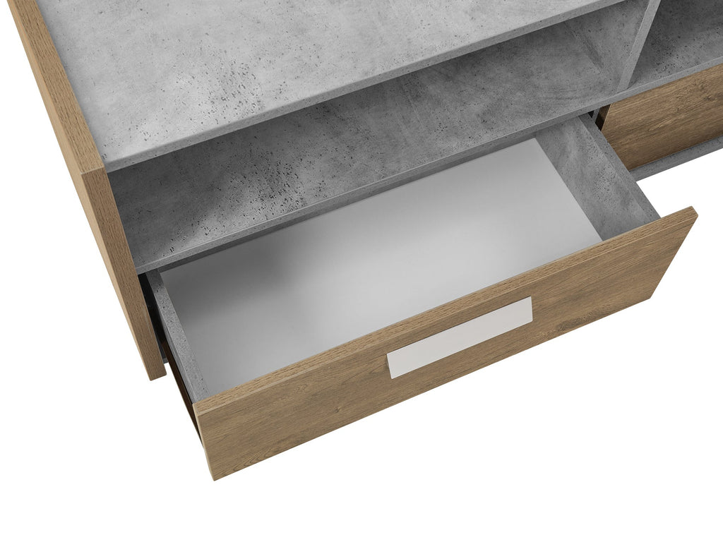 TOMMIE 1.4M Entertainment Unit - Cement + Oak