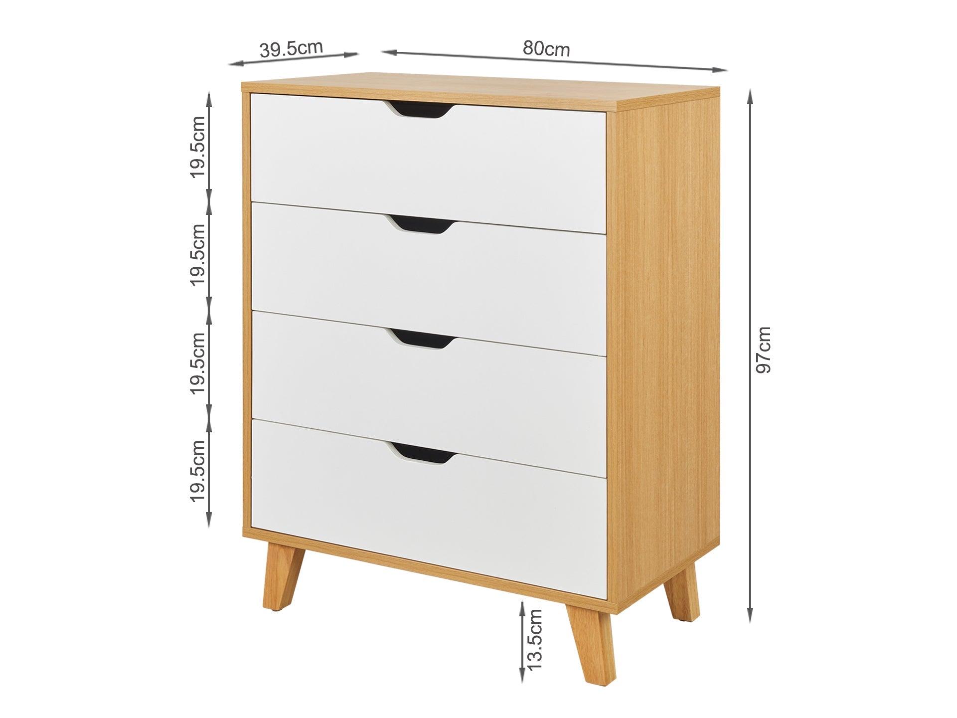 SCHERTZ Wooden Tallboy 4 Drawers - Oak