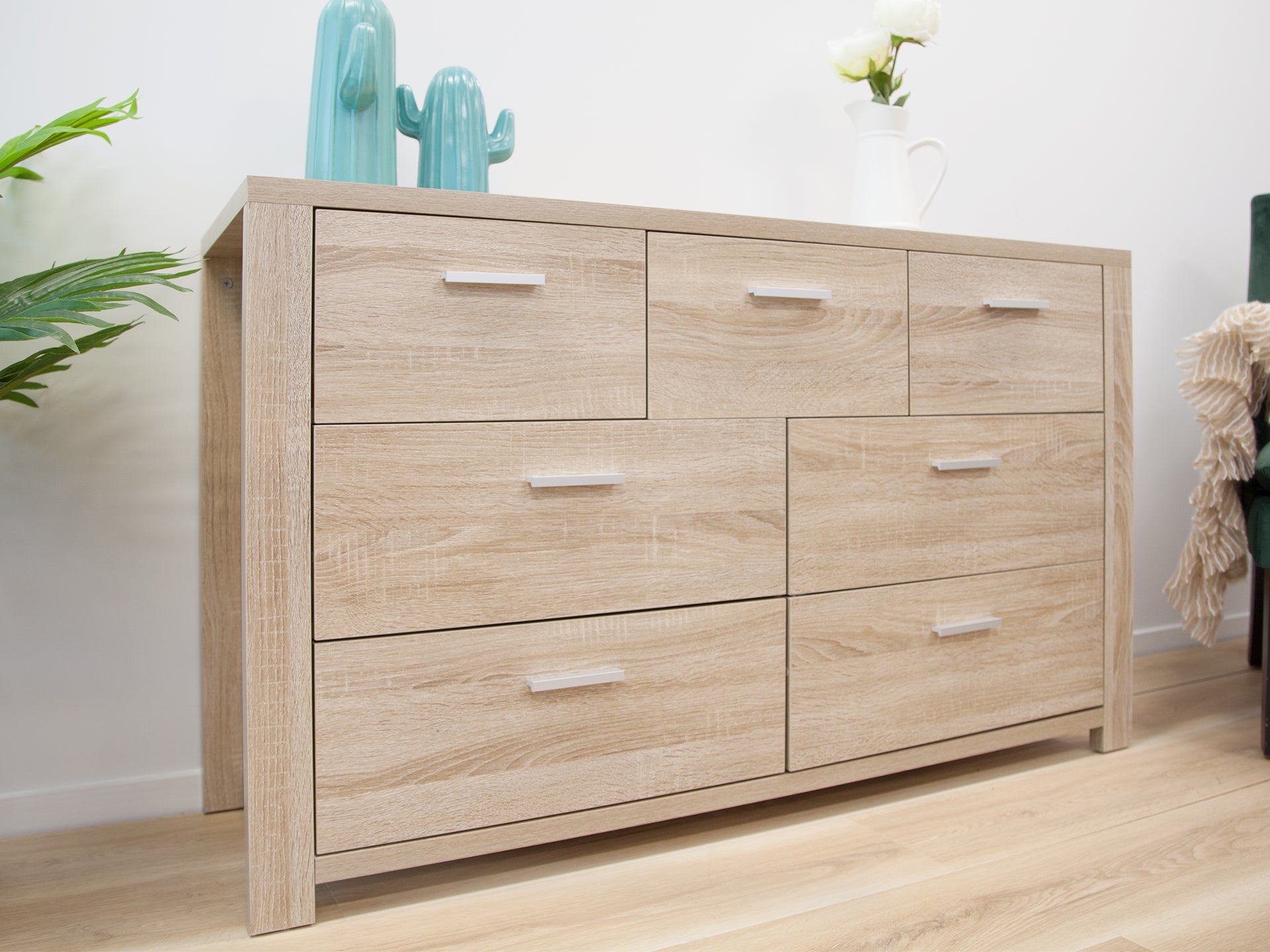 Sagano Low Boy 7 Drawers - Oak