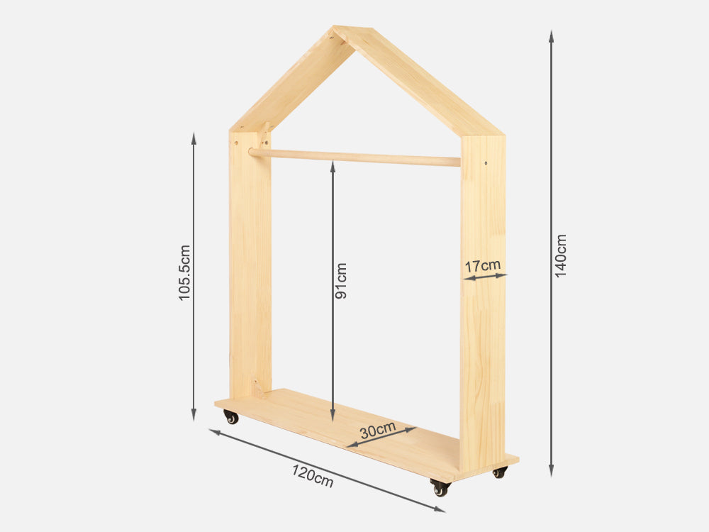 VOLTA Kids House Clothing Rack - Oak