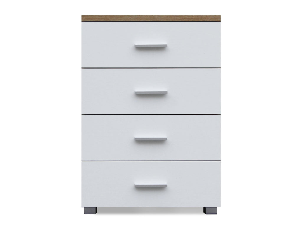 Bram Tallboy 4 Drawer Chest Dresser - Oak + White