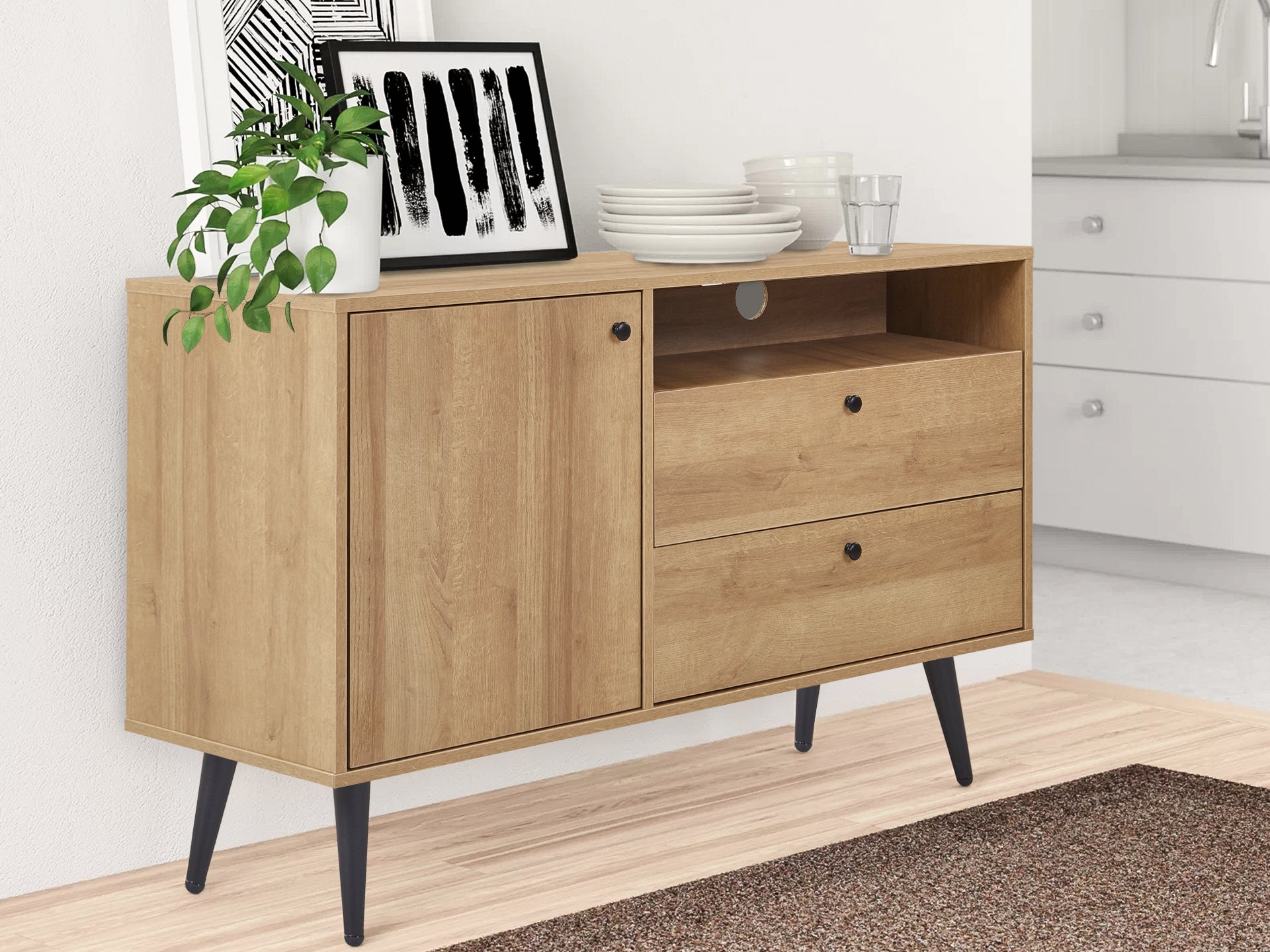 CARSON Sideboard Buffet Table - Oak