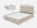 MUSALA Queen Bed Frame with Storage - BEIGE