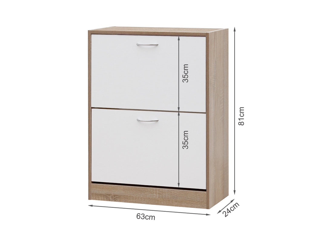 Matilda 2 Drawer Shoe Cabinet Storage Rack - Oak