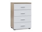 Bram Tallboy 4 Drawer Chest Dresser - Oak + White