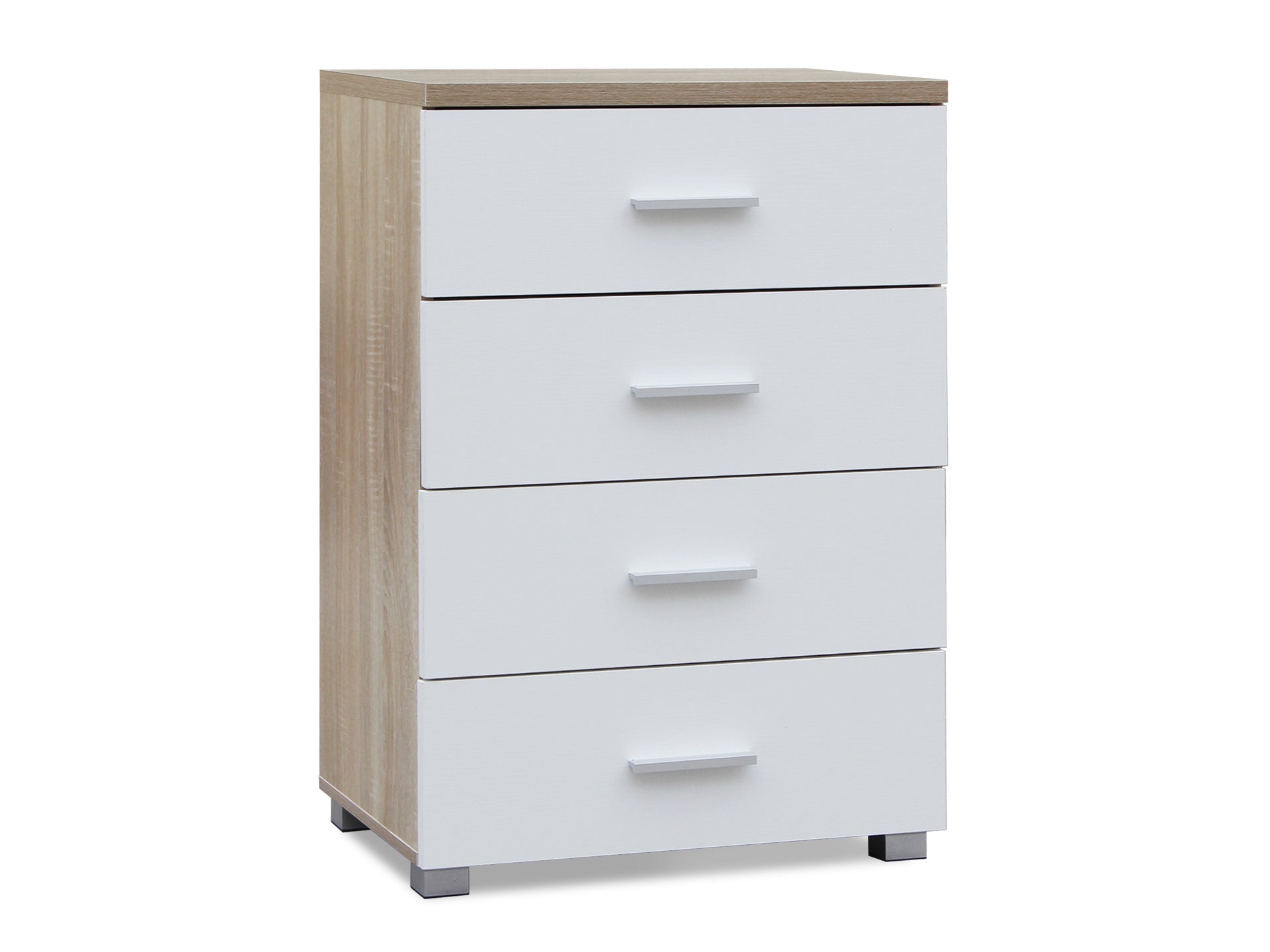 Bram Tallboy 4 Drawer Chest Dresser - Oak + White